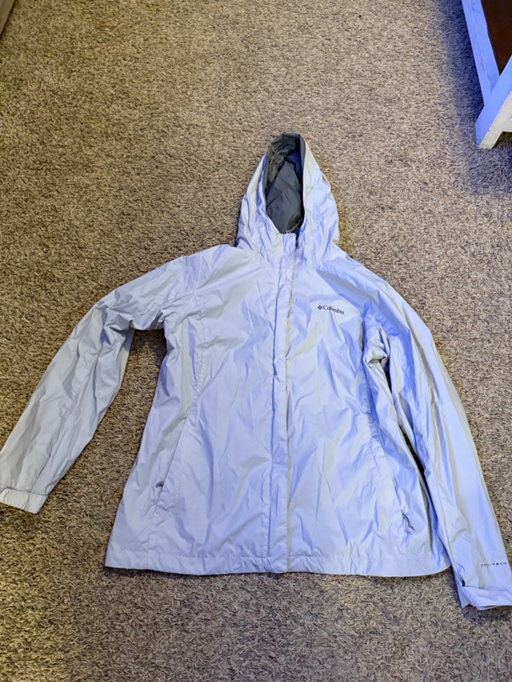 Columbia Pale Gray Hooded Rain Shell